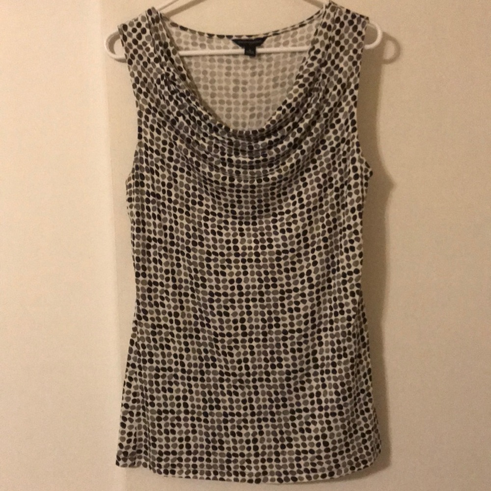 Gray dotted cowl neck sleeveless top
